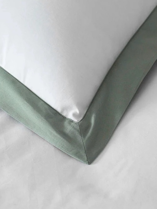 The Company Store Other - The Company Store Solid Border Classic Cool Cotton Percale Duvet Cover Thyme
